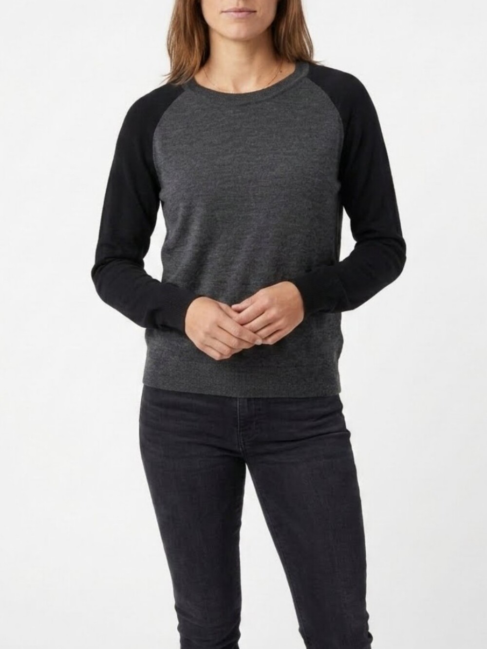 Theory two-tone wool pullover sweater Sz M